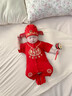 LZJV周歲禮服男寶寶女抓周衣服嬰兒夏季滿月百天生日宴童裝連體衣唐裝 長命鎖閉檔短袖59cm 【9-12斤】 曬單實(shí)拍圖