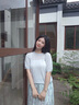 lagogo輕盈含亞麻通勤針織衫女拉谷谷2025年夏季新款薄款短袖上衣 藍(lán)色 M 曬單實(shí)拍圖