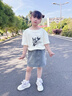 哈羅小黃鴨 HAL.DUCK女童連衣裙2025夏季新款燙鉆牛仔短裙半身A字裙中大童外穿洋氣裙 藍色半裙 120 cm 曬單實拍圖