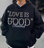 GOODBRAND 2024F/W Love is good 珍珠連帽衛(wèi)衣 男女同款 黑色 M 曬單實拍圖