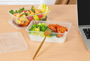 特美居一次性飯盒長方形透明塑料快餐盒加厚帶蓋打包盒餐具300套裝750型 曬單實拍圖