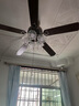 紐思維爾美式復(fù)古餐廳風(fēng)扇吊燈高級家用客廳全銅電扇燈中古木葉變頻靜音燈 【鈴蘭花燈罩】5燈泡-52寸-132CM 三色變光 曬單實拍圖