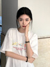 茯見 短袖t恤女2025夏季新款白色純棉寬松半袖美式印花設計百搭上衣 白色L碼【建議90-110斤】 曬單實拍圖