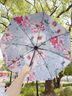 雙面黑膠雙花雙層太陽傘防曬紫外晴雨兩用遮陽反向雨傘雙層防曬傘 【五折8骨】雙面雙花-藍(lán)色芙蓉 曬單實(shí)拍圖