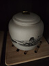 復(fù)古粗陶茶葉罐子老巖泥陶瓷大號(hào)儲(chǔ)藏罐防潮家用中式密封罐醒茶罐 瓷蓋圓鼎罐-富春山居圖 曬單實(shí)拍圖