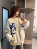 卡圖弛美式國潮刺繡棒球服夾克男春秋季復(fù)古寬松休閑外套痞帥高街上衣服 杏色 XL 曬單實拍圖