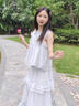 女童夏日絕美套裝夏季2025新款時尚洋氣時髦大童半身裙長裙兩件套 藍色套裝 160 曬單實拍圖