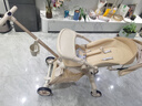 semmook遛娃神器嬰兒推車0-6歲用折疊可坐可躺帶減震雙向高景觀溜娃車 香檳金皮蓬【雙餐盤】 曬單實拍圖