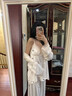 VENTION真絲睡衣女愛(ài)心春夏季三件套帶胸墊桑蠶絲家居服吊帶高級感禮盒裝 香檳色三件套【短袖+短褲】 XL 【建議120-130斤】 曬單實(shí)拍圖