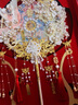 雪束團扇結婚新婚禮物送新娘新人高檔雙面重工成品秀禾扇子花當次日達 鳳影珠鸞【雙面高訂新婚喜扇】 賀卡+高檔禮盒禮袋+扇架 曬單實(shí)拍圖