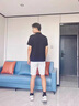 凰梡休閑短褲男潮修身純色三分四分褲夏季潮牌彈力3分4分褲短褲 白色 31 曬單實(shí)拍圖