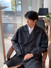 伯爵卓爾【發(fā)熱&抗皺】通勤風衣男士中長款雙排扣大衣外套男2025秋季新款 黑色 【I代-基礎易打理】 L (175) 曬單實拍圖