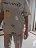 浪莎女士睡衣女夏季薄款短袖七分褲棉質(zhì)圓領(lǐng)套頭可外穿家居服 曬單實(shí)拍圖