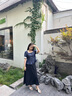 獨(dú)束大碼女裝法式復(fù)古蕾絲方領(lǐng)襯衫寬松闊腿褲2025新款仿牛仔套裝女 牛仔藍(lán)（上衣） M （尺碼：1） 曬單實(shí)拍圖