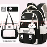 簡(jiǎn)巡中學(xué)生書(shū)包女生高中初中生大容量小學(xué)生減負防下墜潮流電腦雙肩包 黑色二件套 曬單實(shí)拍圖