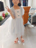 G.DUCKKIDS童裝兒童公主裙夏裝新款連衣裙女童裙子中大童甜美風(fēng)網(wǎng)紗裙9女孩 白色 130 尺碼7~8歲【120-130cm】cm 曬單實(shí)拍圖