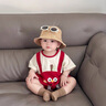 G.DUCKKIDS小黃鴨嬰兒包屁衣服夏季薄款新生兒連體衣可愛滿月百天三角爬爬服 酒紅 66cm 66碼0-3月建議寶寶4-6公斤 曬單實拍圖