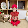 G.DUCKKIDS小黃鴨寶寶周歲禮服夏季紅色短袖百日宴嬰兒衣服夏季薄款0-6個(gè)月 紅色喜慶抓周服 66cm 66碼0-3月建議寶寶4-6公斤 曬單實(shí)拍圖