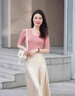 菲洛曼春夏季真絲半身裙桑蠶絲女法式復(fù)古春夏季醋酸緞面直筒裙 杏色 S_(80-100斤) 曬單實(shí)拍圖
