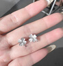 BJYL純S999足銀四葉草耳釘女2025新款螺絲擰扣耳環(huán)養(yǎng)耳洞不易過敏耳飾 四葉草耳釘一對 曬單實拍圖