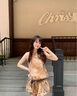 歌芭杉（GEBASHAN）品牌女裝法式高級感掛脖連衣裙夏季氣質(zhì)名媛收腰顯瘦無(wú)袖印花短裙 花色 S 曬單實(shí)拍圖