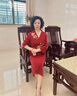 菲洛曼婚禮媽媽裝高檔禮服夏季喜婆婆婚宴高端刺繡修身敬酒連衣裙 酒紅色 L 曬單實(shí)拍圖