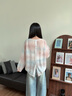 對(duì)白慵懶漸變圓領(lǐng)套頭針織衫女2025秋季新款微透寬松罩衫薄款毛衣 漸變暖霞粉 S 曬單實(shí)拍圖