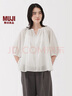 無印良品（MUJI）女式 強(qiáng)捻短袖罩衫 t恤上衣打底衫女款內(nèi)搭女裝25年夏季 BC2LLC5S 米白色 M (160/84A) 曬單實(shí)拍圖