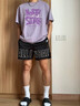 名創(chuàng)優(yōu)品（MINISO）涼感t恤男短袖夏季潮流設計感字母體恤青少年抗菌親膚索羅娜半袖 藤蘿紫(mt北極星) L /175(推薦120-140斤) 曬單實拍圖