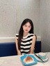 鹿依檸休閑褲女裝夏季2025新款韓版時尚休閑百搭氣質顯瘦通勤風闊腿褲子 條紋上衣+白色褲子 M 曬單實拍圖