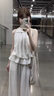 艾美琦美（AIMEIQIMEI）休閑褲女裝鹽系穿搭夏季2025新款白色無袖背心女顯瘦闊腿褲子套裝 套裝 M 曬單實拍圖