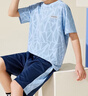 ASK JUNIOR瞬透系列】男童速干套裝夏薄透氣兒童短袖t恤短褲兩件 藍色 170 曬單實拍圖