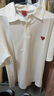 查爾斯桃心夏季基礎(chǔ)翻領(lǐng)愛心刺繡寬松休閑情侶百搭短袖polo衫 米白 L  曬單實(shí)拍圖