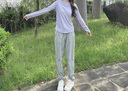 駱駝（CAMEL）長袖速干T恤女跑步健身圓領運動上衣 C25CAVL6001 粉紫 L 曬單實拍圖