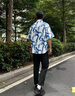 NASA WASSUP官方潮牌聯(lián)名短袖襯衫男夏季夏威夷沙灘滿印襯衣休閑痞帥男士上衣 椰樹白 XL （建議130-150斤） 曬單實(shí)拍圖