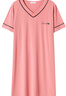 莫代爾睡裙女夏短袖V領(lǐng)中長(cháng)裙可外穿薄款夏天女士知性高級感睡裙 M22559#磚紅 2XL 曬單實(shí)拍圖