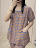 貓人 MIIOW睡衣女款2025新款夏季純色開(kāi)衫夏款格紋短袖薄透七分褲家居服夏天柑橘藍小花M 推薦體重【80-100斤】 曬單實(shí)拍圖