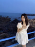 Jret法式小眾設(shè)計收腰甜美公主風(fēng)連衣裙女學(xué)生夏季顯白洛麗塔蓬蓬裙 白色 L 【建議105-120斤】 曬單實拍圖