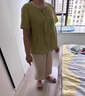 恰凡（QIAFAN）2025新款洋氣胖mm媽媽夏裝短袖T恤中老年加肥上衣特大碼女裝套裝 F6X0w 綠色-單上衣 XL  建議90-105斤 曬單實(shí)拍圖