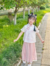 旗鉑漢服女童夏季新款兒童旗袍國(guó)風(fēng)連衣裙 月綺羅藍(lán)色不含胸前配飾140 曬單實(shí)拍圖