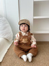 幼歌（YOUGE）嬰幼兒秋季新款親膚保暖打底衫可愛背帶褲爬服兩件套潮 咖色 背帶褲 66 cm 曬單實(shí)拍圖