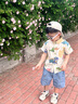 G.DUCKKIDS小黃鴨童裝男童夏季套裝2025新款中小兒童衣服男孩短袖T恤兩件套 恐龍 90 建議1~2歲【 80-90cm】cm 曬單實(shí)拍圖