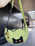 NOXXON單肩包女休閑貓咪通勤餃子包生日禮物女士斜挎包生日禮物 果綠色 曬單實(shí)拍圖