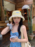 小野七天可愛碎花雙面漁夫帽女春夏季日系水桶盆帽遮陽春游帽子旅游黃色 淡黃色 均碼 （56-58cm） 曬單實(shí)拍圖