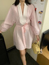 Tory Burch 湯麗柏琦【線上專享】 棉質(zhì)V領(lǐng)束腰連衣裙TB 150311 灰粉色 600 S 160/84A 曬單實(shí)拍圖