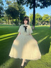 韓菲奴日系甜美lolita洛麗塔斗篷連衣裙夏季小個(gè)子白色蕾絲長裙子系 白色連衣裙+領(lǐng)結(jié) XL 180 曬單實(shí)拍圖