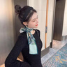 范詩奧小長條絲巾女新款春秋冬季圍巾細(xì)窄韓版時尚洋氣西裝領(lǐng)巾百搭禮盒 145-LJ004-綠野仙蹤 曬單實(shí)拍圖