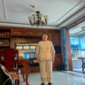 俞兆林（YUZHAOLIN）媽媽夏裝2025新款套裝洋氣老太太雪紡上衣中老年人女奶奶夏季衣服 黃色+(M001米白褲) 5XL [推薦145-160斤] 曬單實拍圖