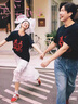 MDlila結(jié)婚登記照情侶裝夏裝季2025新款短袖t恤一男一女領(lǐng)證衣服套裝 黑色 L 單件（建議115-130斤） 曬單實(shí)拍圖