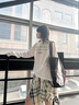 韓系字母印花長(zhǎng)袖T恤女夏季微透寬松百搭寬松慵懶風(fēng)防曬罩衫上衣 白色 L 曬單實(shí)拍圖